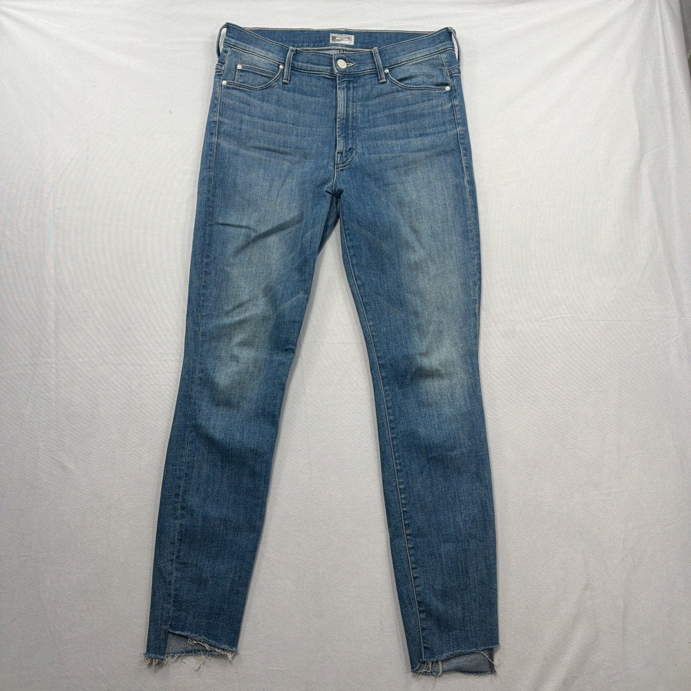 Mother Jeans Stunner Zip Ankle Step Fray Skinny Blue Denim Womens Size 28